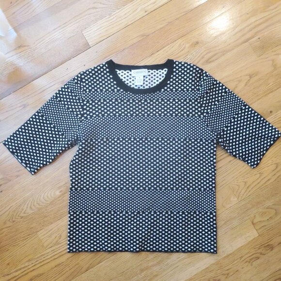 Carmen Marc Valvo Womens knit black and white pullover top (size M, runs small). - Picture 1 of 15